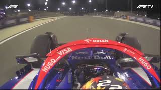 Yuki divebomb on Ricciardo after the race was over Bahrain [upl. by Dnomayd]