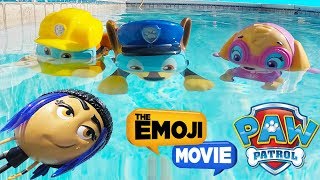 Paw Patrol Swimming Pool Water Slide with Underwater Pool Toys Game Skye  Ellie Sparkles [upl. by Yragerg758]