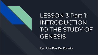 Introduction to Pentateuch and Historical Books  Genesis Part 1 [upl. by Mariele]