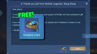 UNLOCK FREE RENAME CARD NOW  NEW MLBB EVENT TRICK REVEALED [upl. by Hollis]