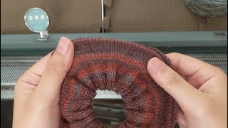 Knitting scrunchies on a flatbed knitting machine Silver Reed SK10 [upl. by Enyaw]