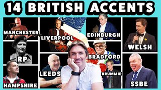 14 British Accent Examples Spoken by Famous Brits around Britain [upl. by Telrahc]