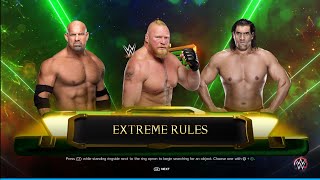 WWE  2K23  Brock Lesnar Vs Goldberg Vs The Great Khali  Triple Threat Full Match [upl. by Nali]