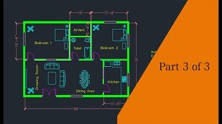 Making a simple floor plan in AutoCAD Part 3 of 3 [upl. by Brown]