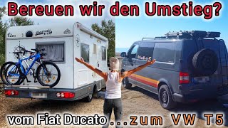 Umstieg vom teilintigrierten FIAT DUCATO Wohnmobil zum VW T5 TRANSPORTER Vor und Nachteile Fazit [upl. by Latsirk]