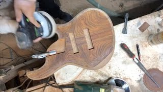 How its made sculpting a bass body with an angle grinder and a half round file [upl. by Adnema821]