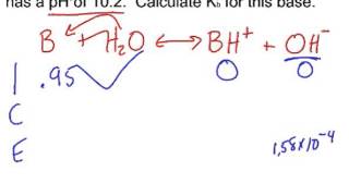 Finding Kb of a weak base from pH [upl. by Jere]