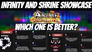 INFINITY AND SHRINE SHOWCASE IN ANIME SIMULATOR  WHICH ONE IS BETTER [upl. by Heidt]