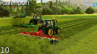 MAKING COLLECTING and STORING HAY  Ravenport  Ep 10 farmingsimulator22 [upl. by Anilet]