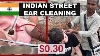 Ear cleaning in Indian street🇮🇳  Big chunk of earwax  Vijayawada [upl. by Arzed]