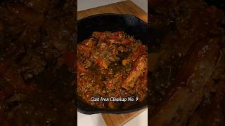 Cast Iron Cleanup No 9 cecilyonpoint BBQ Ribs castiron castironwednesday castironcookware [upl. by Nomyad392]