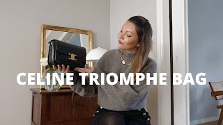 CELINE TRIOMPHE BAG REVIEW  Medium Black Shiny Calfskin [upl. by Lancelle300]