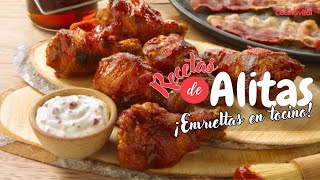 Receta de alitas agridulces envueltas en tocino en una piña  recetas de botanas  Cocina Vital [upl. by Hgiel]