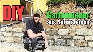 Anleitung Eine Gartenmauer aus Natursteinen selber bauen  DIY [upl. by Adriena359]