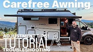 Winnebago Ekko  Carefree Awning Troubleshooting  Easy Fixes and Adjustment Tips  Tutorial [upl. by Enia]