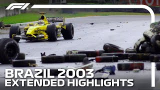 Wet Weather Mayhem In Interlagos  2003 Brazilian Grand Prix  Extended Highlights [upl. by Atnicaj]