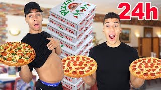 NUR PIZZA ESSEN FÜR 24 STUNDEN CHALLENGE   Kelvin und Marvin [upl. by Gnaw]