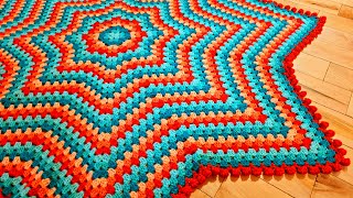 Easy Crochet Star Blanket Crochet Pom Pom Border  Rhythmic Points [upl. by Yraillih]