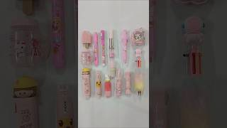 Different pink stationery items push pull eraser cheating pen etc stationery schoolsupplies [upl. by Esdras878]