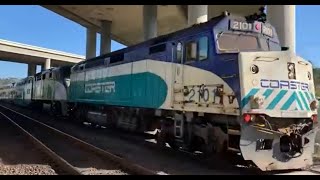 NCTD Coaster F40PHM2C 2101 amp F59PHI 3002 northbound approaching Sorrento Valley Station California [upl. by Asirb]