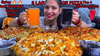 Real Mukbang Its Really Hard To Eat 3X Large Pizza  4Cheese Pizza Indi 🔥 Tandoori Paneer Pizza [upl. by Aisayn18]