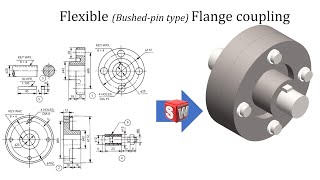 Flexible Flange Coupling using SOLIDWORKS  Parts and Assembly  SOLIDWORKS tutorials for beginners [upl. by Whipple]