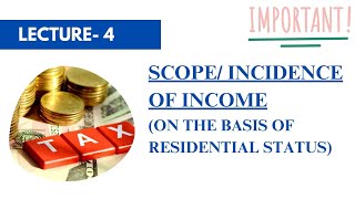 LECTURE4  SCOPE OF INCOME COMPUTATION OF INCOME ON THE BASIS OF RESIDENTIAL STATUS INCOME TAX [upl. by Cordalia]