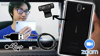 How to use Phone as a webcam via USB Method [upl. by Airdnax591]