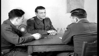 German Colonel Otto Skorzeny interrogated by a US Army captain in Germany discusHD Stock Footage [upl. by Malha]