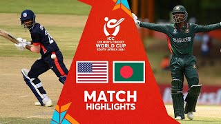 Match Highlights  Bangladesh v USA  U19 CWC 2024 [upl. by Mannuela]