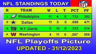 NFL playoffs picture  NFL standings 2023  nfl standings today 31122023 [upl. by Toiboid954]