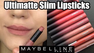 Lip Swatches amp Review  Maybelline ULTIMATTE SLIM LIPSTICKS [upl. by Llednik]