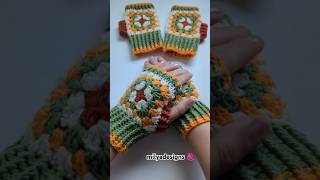 Crochet granny squares fingerless gloves Pattern coming soon [upl. by Hakym]