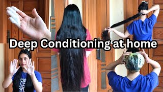 Deep Conditioning at home deep conditioning hair mask frizzy hair treatment at home haircare [upl. by Readus389]