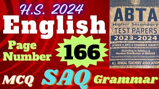 166 Page ABTA Test Paper English Class XII English ABTA Page 166 answer 166 Page MCQ SAQ Grammar [upl. by Aloz]