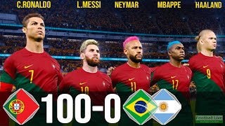 Portugal 1000 Brazil amp Argentina  Ronaldo Messi Neymar Mbappe Haaland Al Stars played for POR PES [upl. by Star]