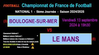 BOULOGNESURMER  LE MANS  5ème journée de National 1  Stats infos pronos  Football 20242025 [upl. by Sanoy]