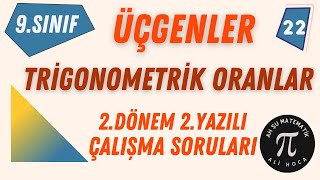 9Sınıf Matematik I Dik Üçgende Trigonometrik Oranlar 2Dönem 2 Yazılıya Hazırlık I Soru Çözümleri [upl. by Nitsrek]