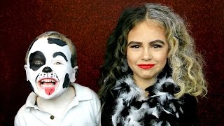 Cruella De Vil and Dalmatian Puppy Makeup Costume Tutorial [upl. by Nairbal762]