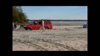 2 Sand Bogged 4x4s Rescued by 1 Landcruiser  Inskip Point near Fraser Island [upl. by Nrublim260]