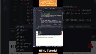 HTML Tutorial  Lesson 69 HTML Form Elements  Textarea rows and cols Part 4 shorts html css [upl. by Ashleigh601]