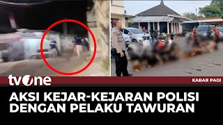 Polisi Kejar Pelaku tawuran ke Dalam Gang 13 Remaja Diamankan  Kabar Pagi tvOne [upl. by Alaet]