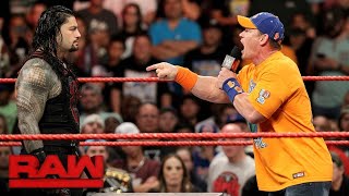 Watch the uncut war of words between John Cena and Roman Reigns Raw Aug 28 2017 [upl. by Lamaaj]