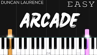 Duncan Laurence  Arcade  EASY Piano Tutorial [upl. by Repinuj]