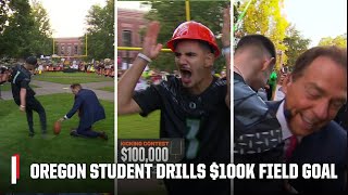 Nick Sabans PERFECT HOLD helps Oregon student DRILL field goal for 100000 💰  College GameDay [upl. by Eirehs]