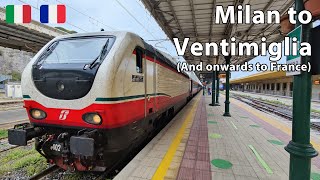 Italian Frecciabianca train from Milan to Ventimiglia and onwards to Monaco  Nice  Cannes [upl. by Sanfred]