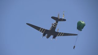 Jump From C47 Dakota above Wolfheze Operation Market Garden 18 sept 2024  Parachute Group Holland [upl. by Zins865]