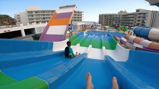 SplashWorld Tofinis  Quad Water Slide Cyprus Ayia Napa Water Park  2023 4K [upl. by Gabbie]