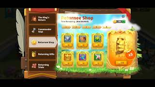 9 free legendary sculptures and more rewards in returnee shop rise of kingdoms [upl. by Merrow]