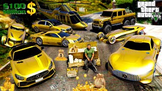 GTA 5  Stealing DECILLIONAIRE Gold Mercedes Cars with Franklin  GTA V Real Life Cars 131 [upl. by Nalrah]